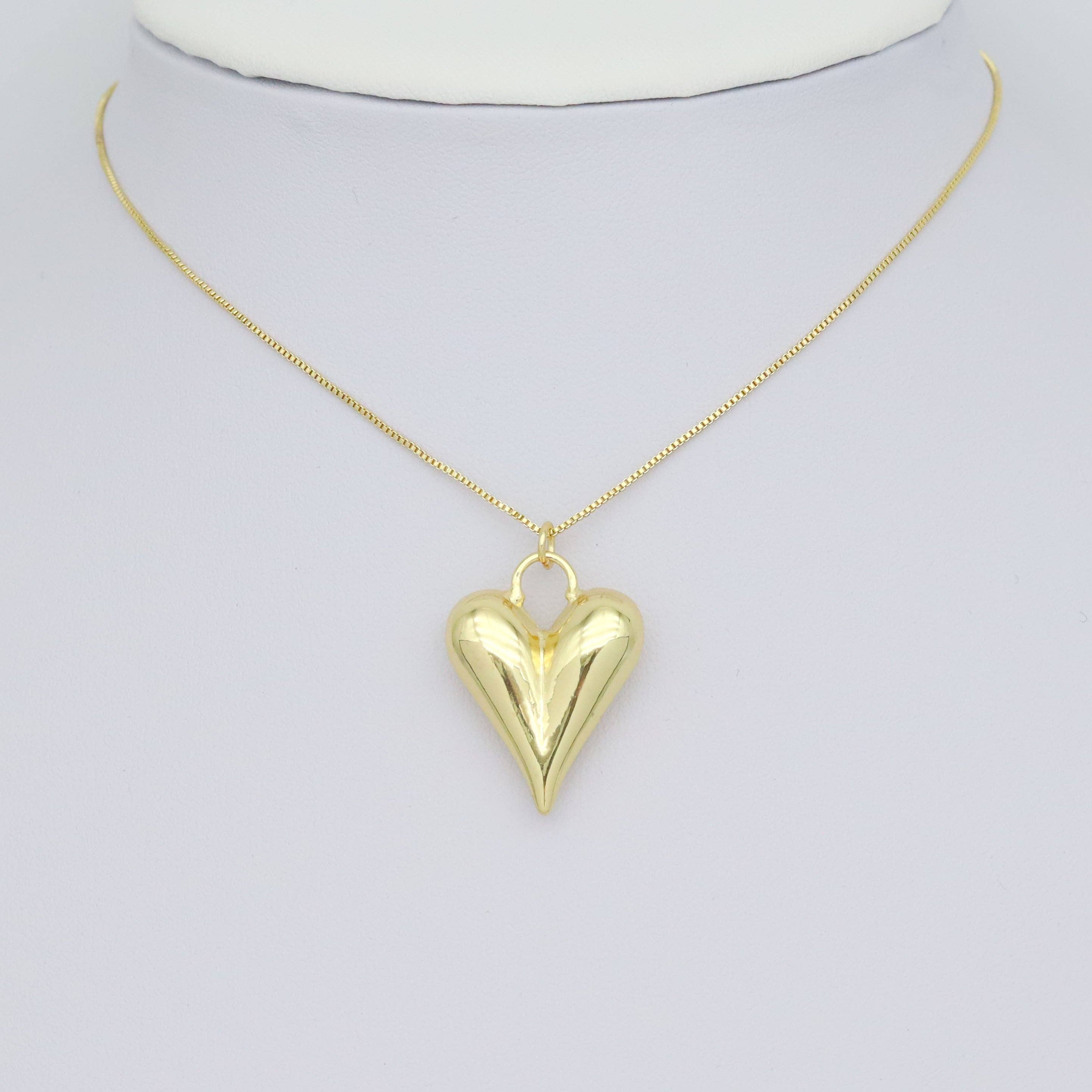 Slippy puppy Gold Heart Charm Pendant, Sku#LX664
