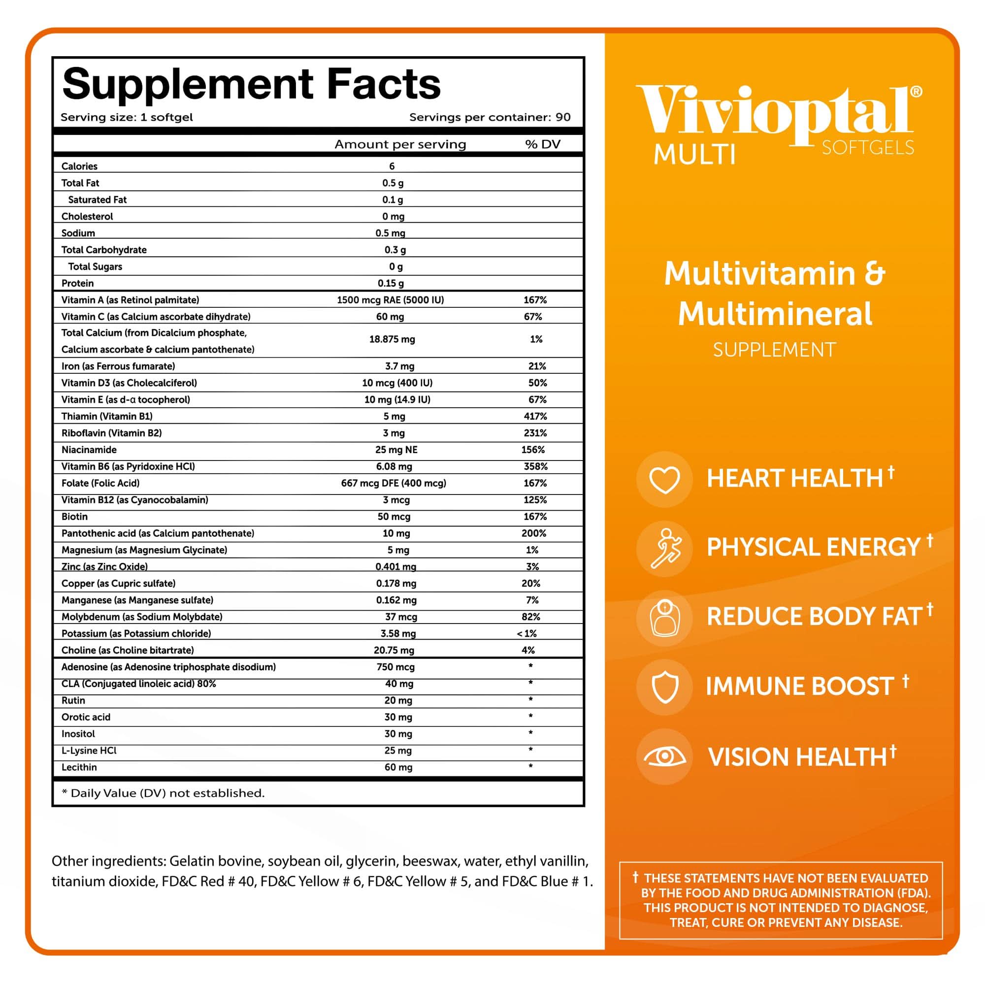 Vivioptal MULTI Multivitamin & Multimineral Supplement 90 Softgels