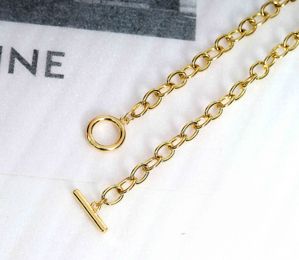 Oval Link Chain Necklace with Toggle Clasp, sku#EF161