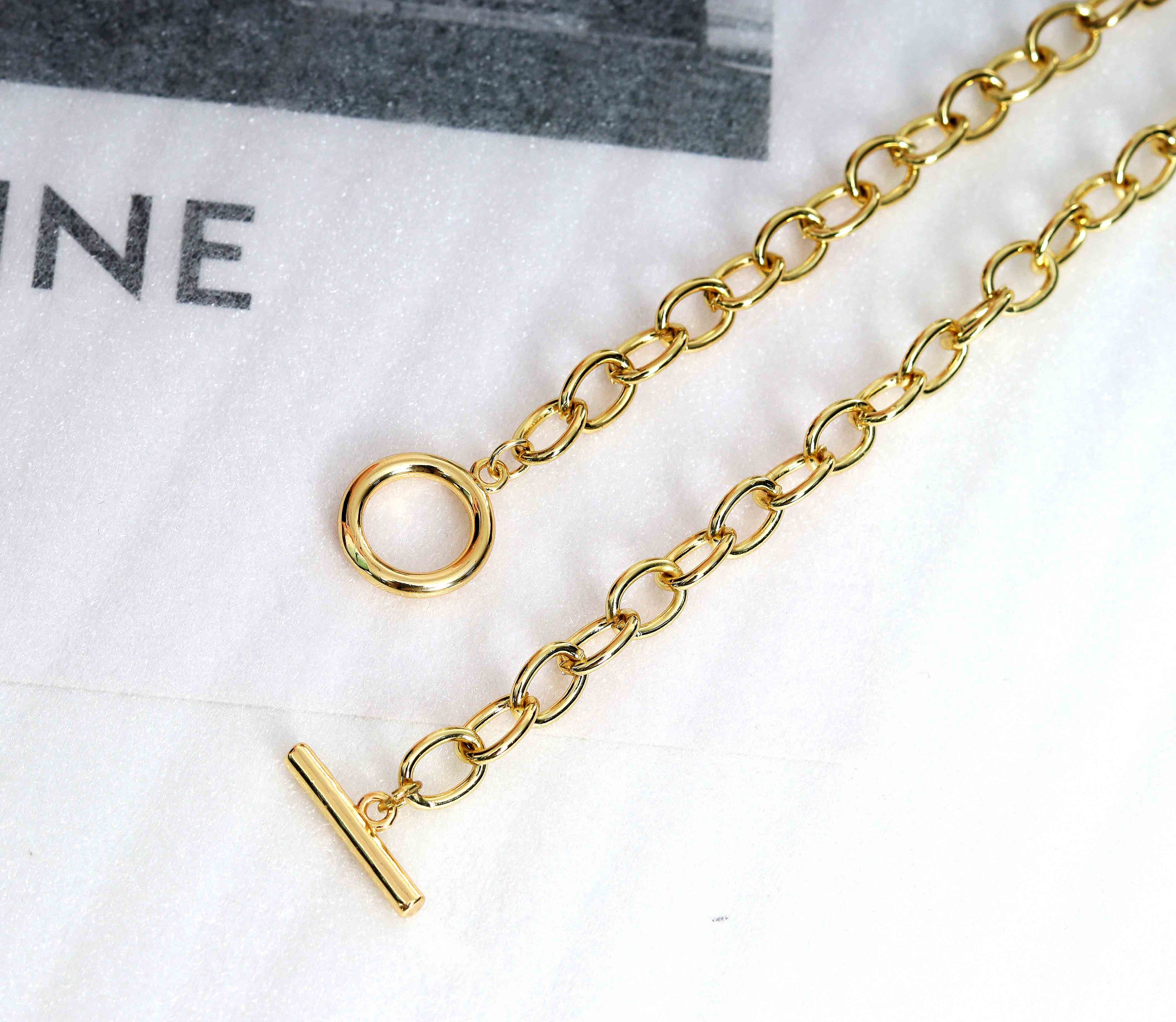 Oval Link Chain Necklace with Toggle Clasp, sku#EF161