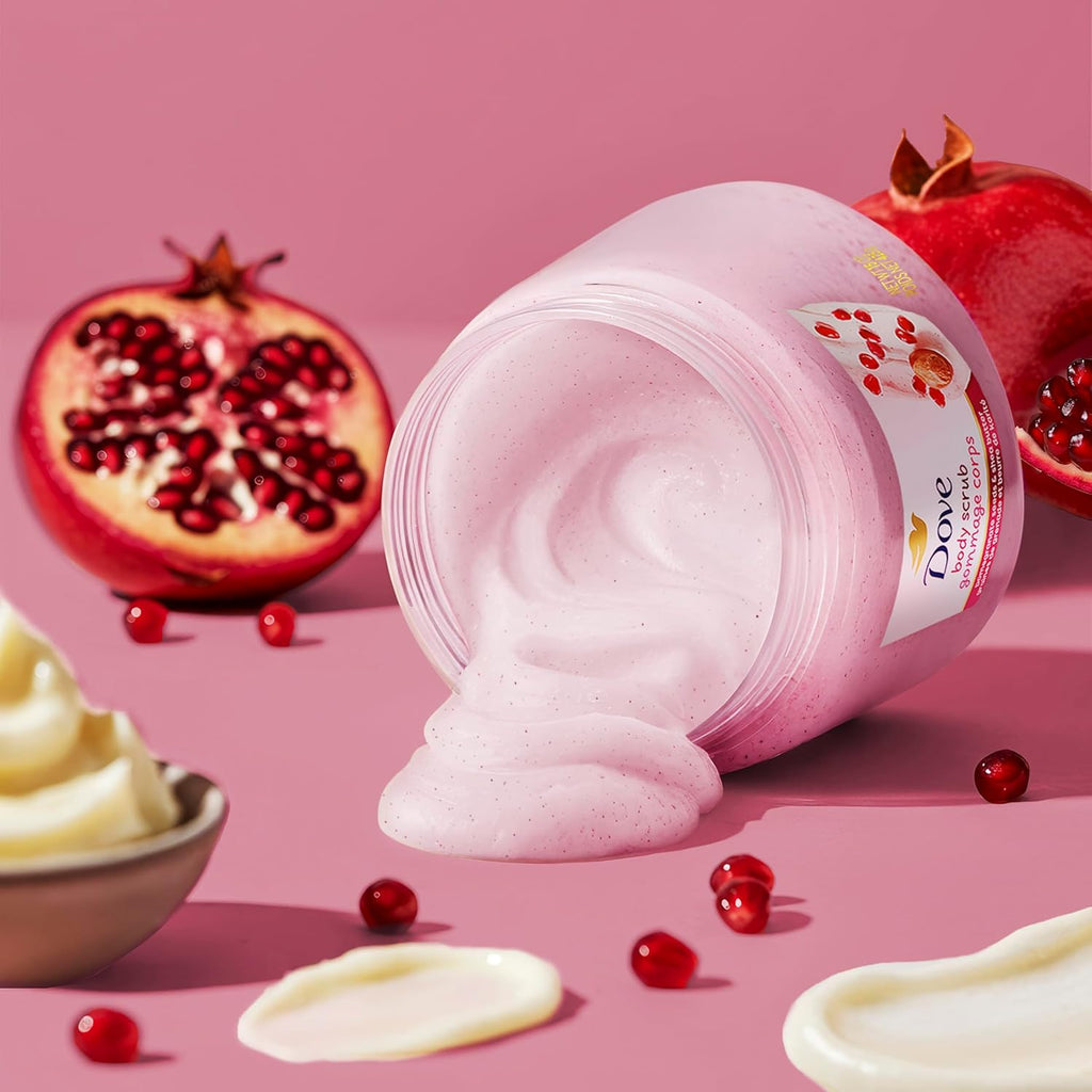 Gommage corporel Dove Grenade & Beurre de Karité Exfolie et Nourrit en profondeur pour une Peau Douce et Éclatante 425 g