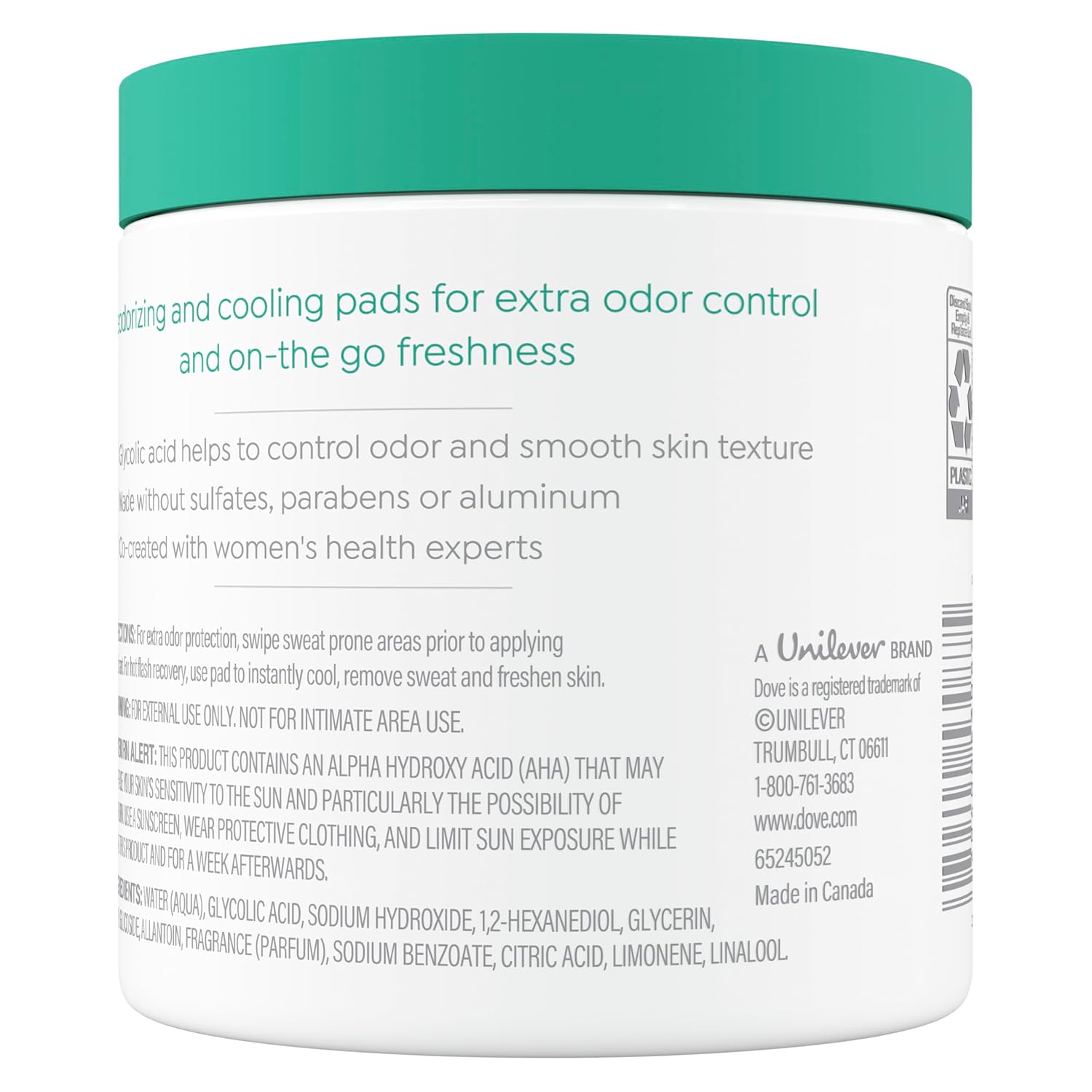 Lingettes nettoyantes Dove Body Wash 60 tampons pour femmes, neutralisent les odeurs et exfolient en douceur pour affiner le grain de peau.