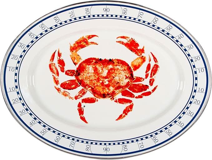 Golden Rabbit Enamelware - 12 x 16 Oval Platter (Crab House)