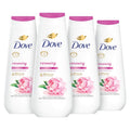 Gel douche Dove, lot de 4, Pivoine régénérante et huile de rose pour une peau renouvelée et d'apparence saine, nettoyant doux avec MicroHydratation régénérante 24h, 591 ml