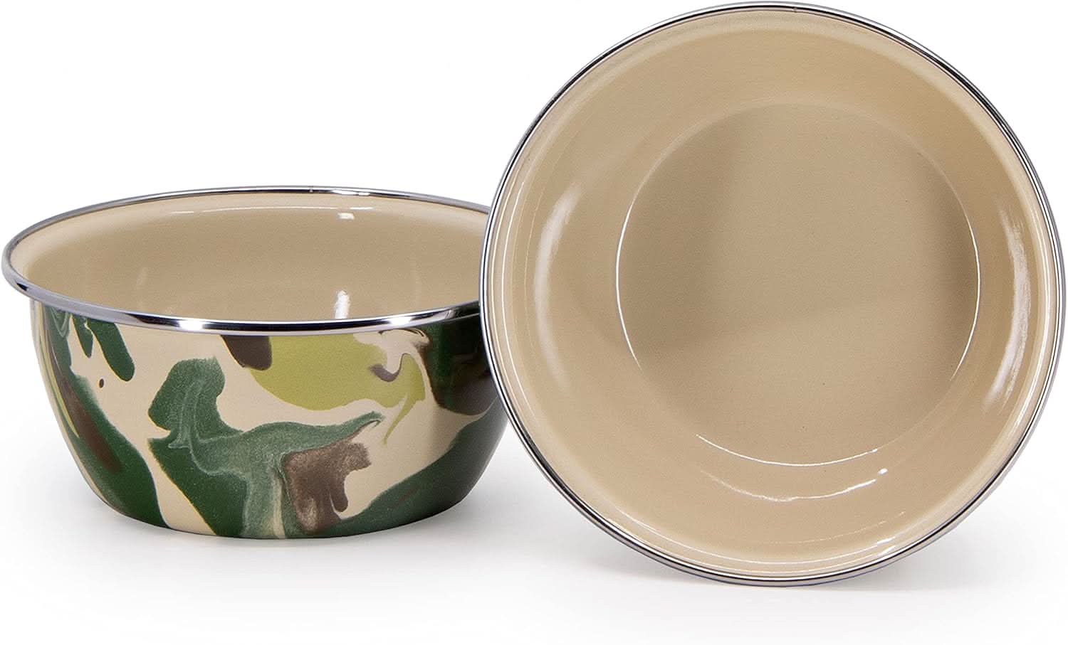 Golden Rabbit Enamelware - Set of 4 - 3cup Salad Bowls (Camouflage)