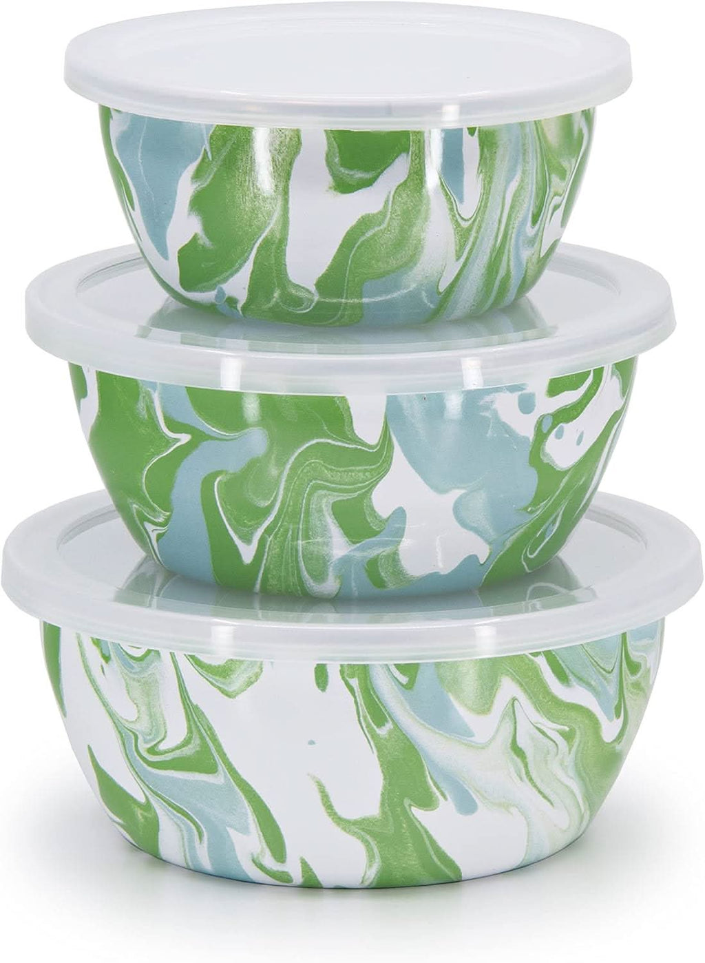 Golden Rabbit Enamelware Modern Monet Set of 3 Nesting Bowls