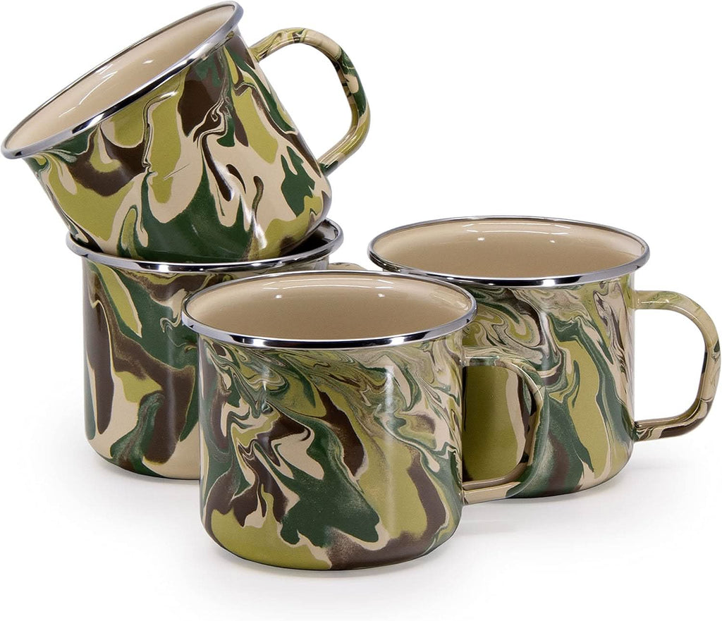Golden Rabbit Enamelware Camouflage 24 oz Grande Mugs - Set of 4