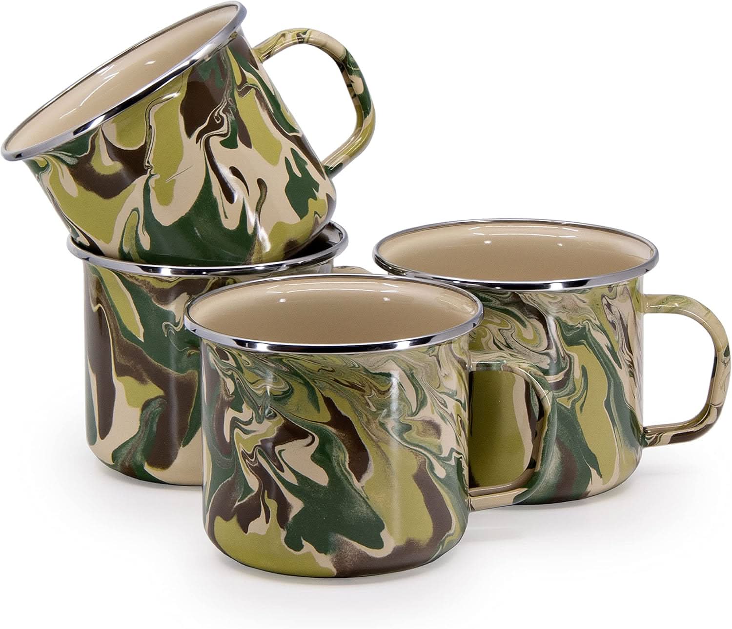 Golden Rabbit Enamelware Camouflage 24 oz Grande Mugs - Set of 4