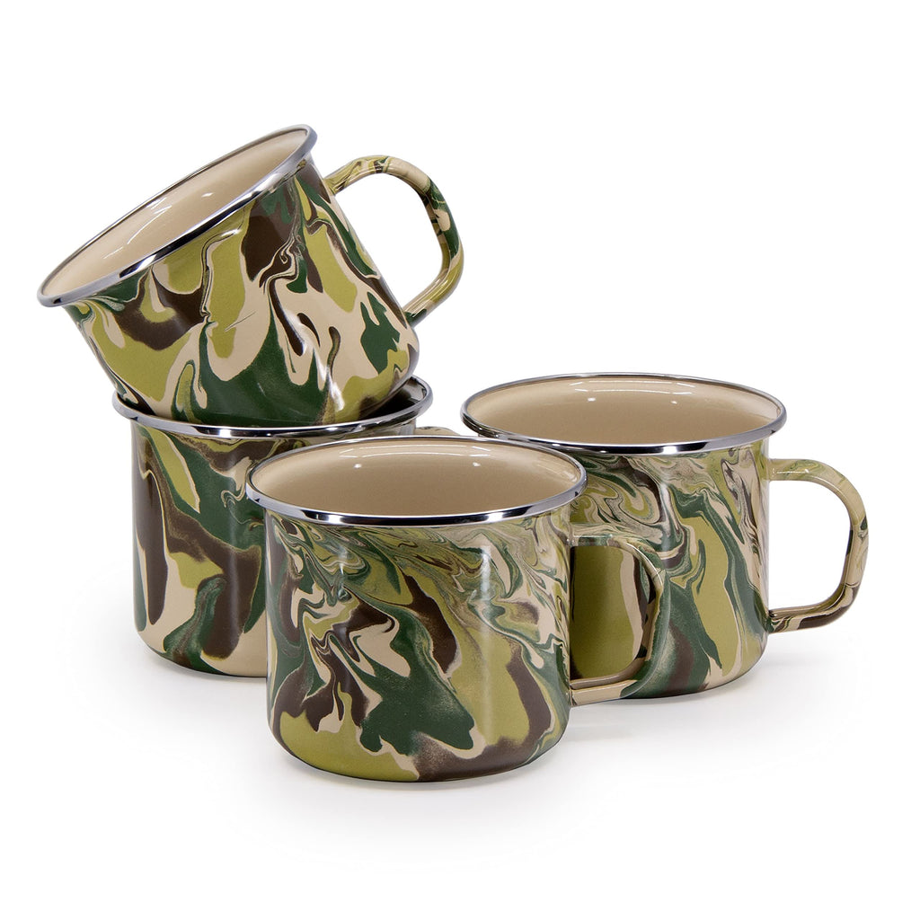 Golden Rabbit Enamelware 24 oz Grande Mugs Set of 4