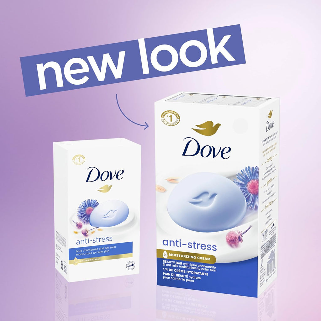Pain de Toilette Douceur Dove Nettoyant Doux Anti-Stress Hydrate et Apaise la Peau Nettoyant Doux Enrichi d'1/4 de Crème Hydratante Lot de 6