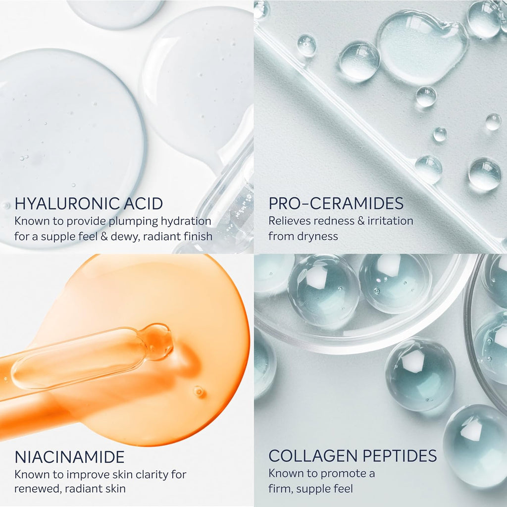 Sérum en crème Dove à l'acide hyaluronique + hydratation pour peaux très sèches et squameuses, avec pro-céramides, niacinamide et peptides de collagène, 236 ml