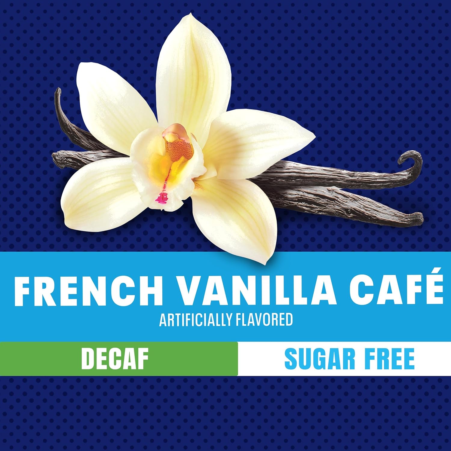 Maxwell House Préparation instantanée pour boisson de style café, décaféinée et sans sucre, facile à préparer, 1 boîte, pour un café rapide le matin ou une gâterie l'après-midi, café vanille française, produits laitiers casher, 121,9 g