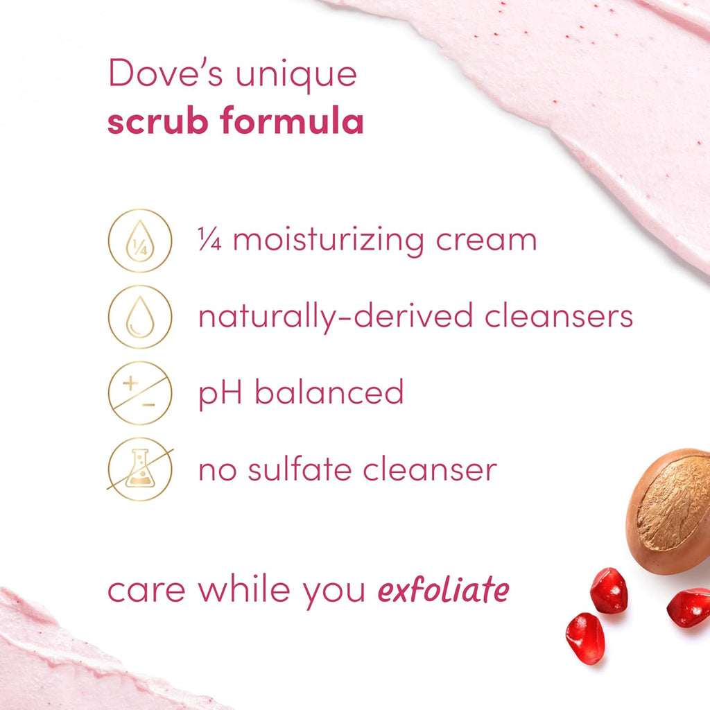 Gommage corporel Dove Grenade & Beurre de Karité Exfolie et Nourrit en profondeur pour une Peau Douce et Éclatante 425 g
