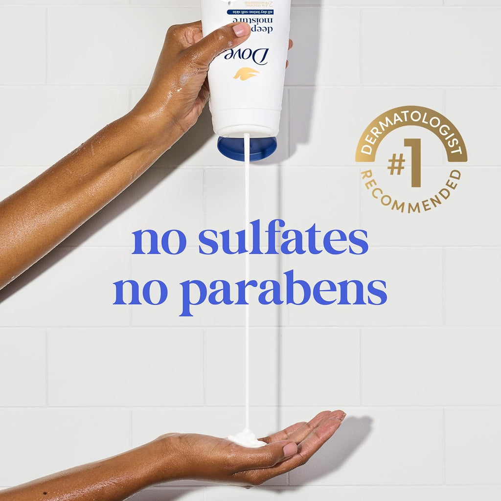 Gel douche Dove aux nourrissants naturels pour une peau instantanément douce et une nutrition durable, Nettoyant hydratant en profondeur qui élimine efficacement les bactéries tout en nourrissant votre peau, 591 ml (lot de 4)
