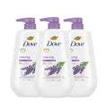 Gel douche Dove avec pompe, huile de lavande et camomille relaxantes, lot de 3 pour une peau régénérée et saine, nettoyant doux pour la peau avec MicroMoisture régénérant 24h, 867 g