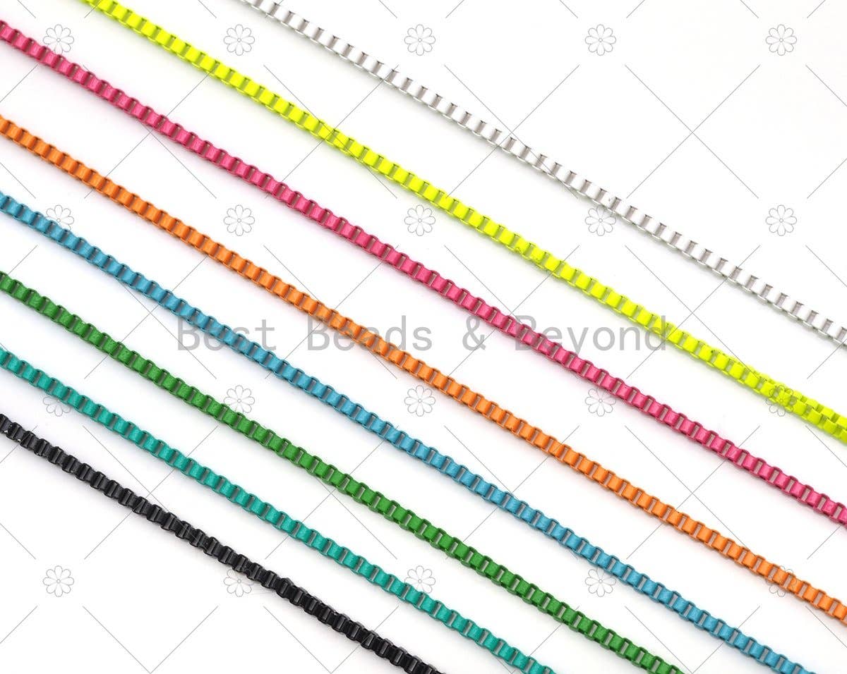 16'' Thin Enamel Box Chain Necklace, Sku#EF86
