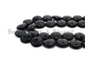 Quality Lentil/Coin Shaped Faceted Black Onyx Beads, 8mm 10mm 12mm 14mm 16mm 20mm Natural Gemstone Beads, 15.5" Full Strand, SKU#Q12