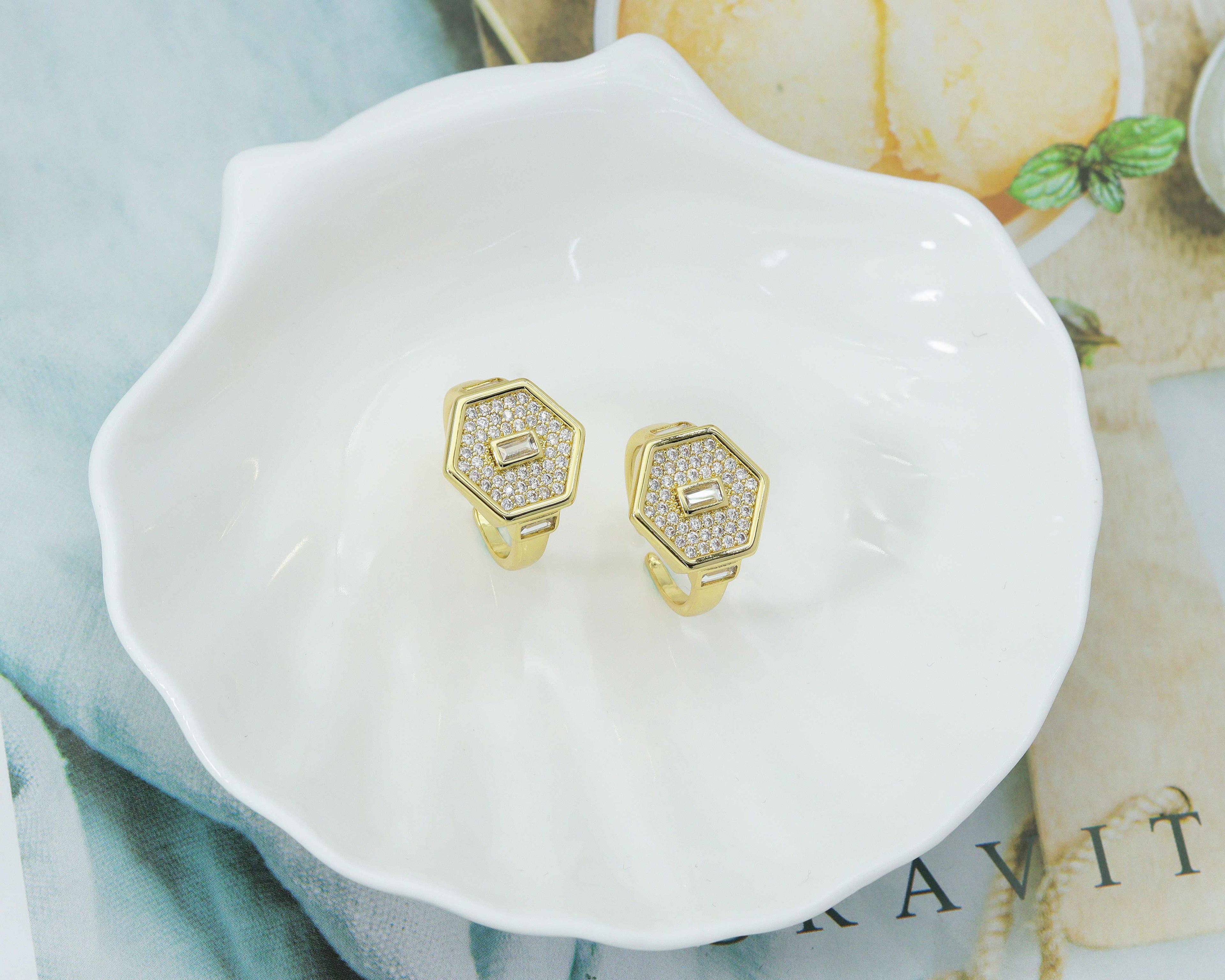 CZ Hexagon Adjustable Ring, Sku#O94