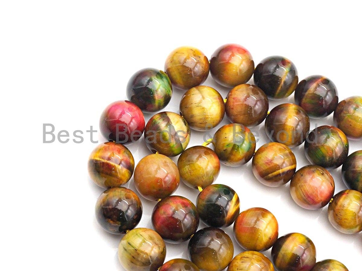 NEW COLOR!! Natural Tiger eye Beads Round 12mm/14mm, Dryed Tiger Eye Beads, Purple Blue Pink Gemstone, 16" Full strand, sku#UA12
