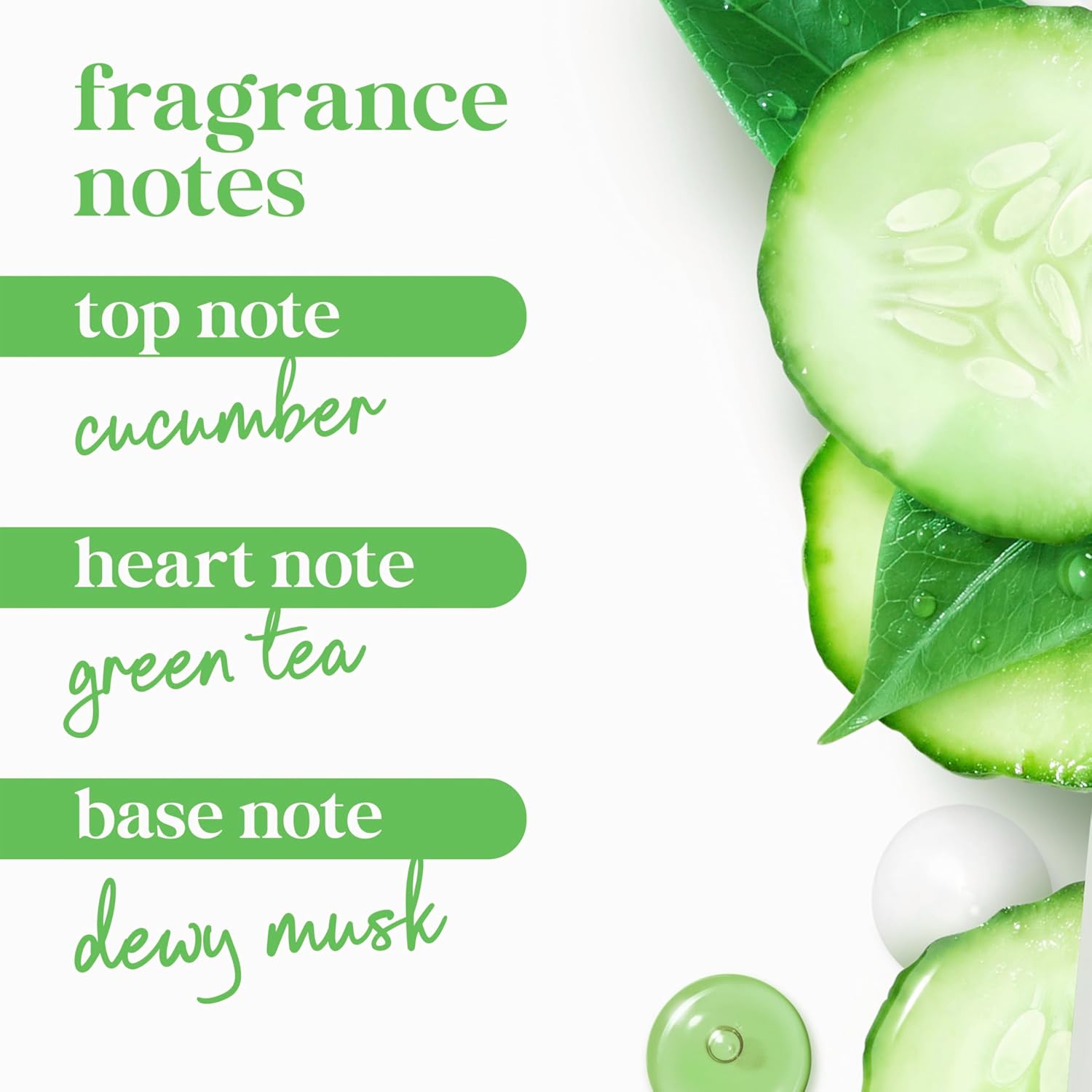 Nettoyant corporel Dove avec pompe, lot de 3, Concombre et thé vert rafraîchissant pour une peau douce comme hydratée pendant 24 h, nettoyant hydratant pour la peau sans sulfates ni parabènes