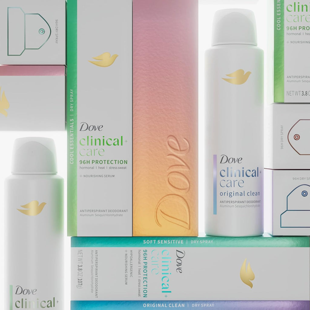Dove Clinical + Care Anti-transpirant Déodorant Vaporisateur Sec pour Femme Fraîcheur Essentielle 107 g