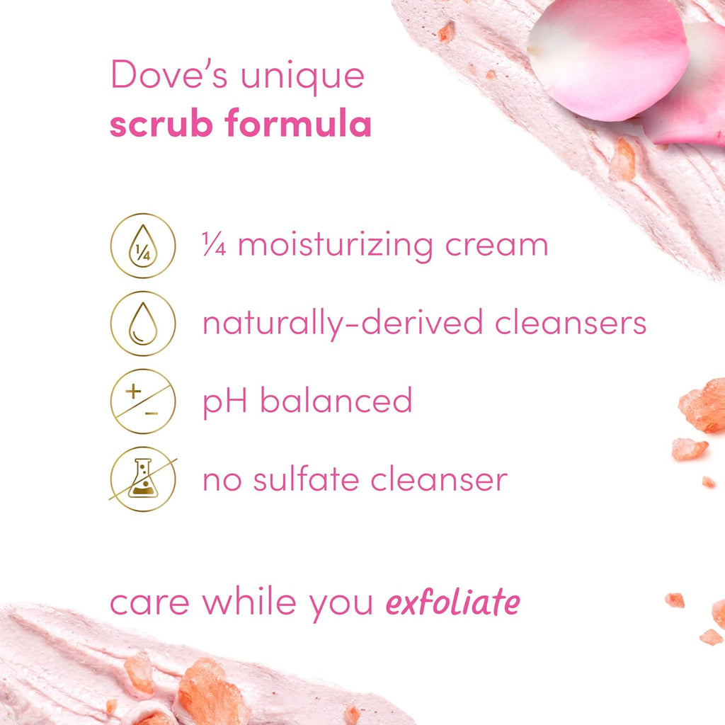 Gommage Corps au Sel Rose de l'Himalaya et à l'Huile de Rose Dove Exfolie et Nourrit en Profondeur pour une Peau Lisse et Éclatante 425 g