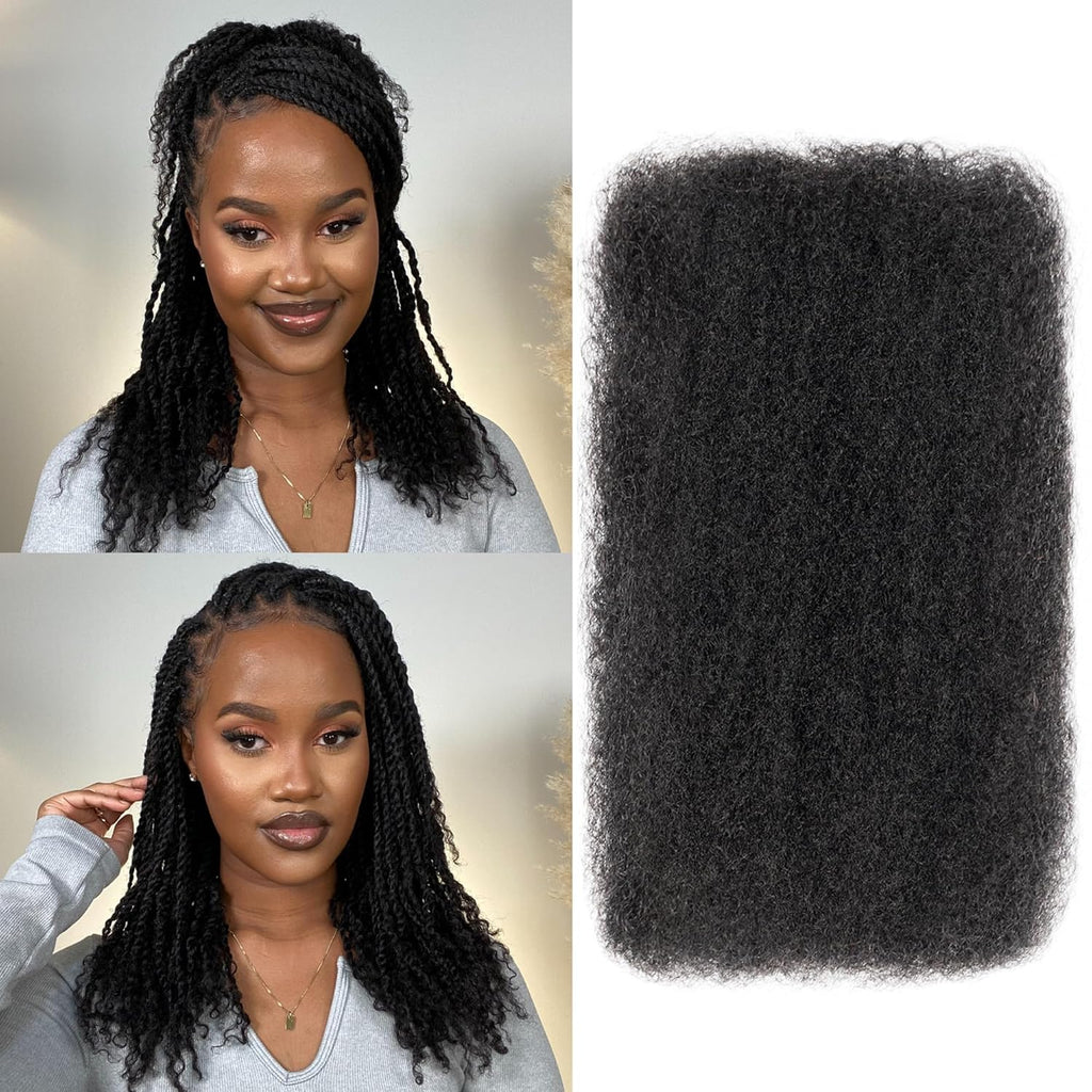Cheveux brésiliens Remy afro crépus en vrac | 50g/paquet | Extensions de dreadlocks et tresses | Aspect naturel