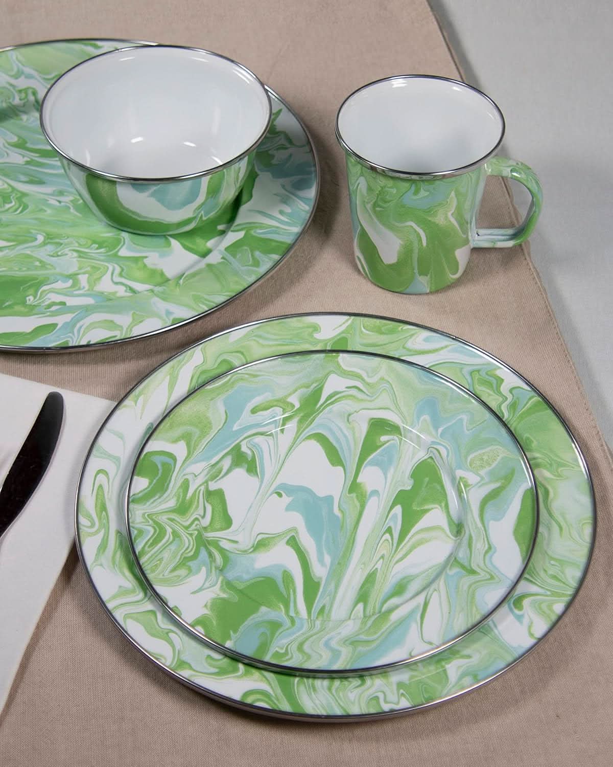 Golden Rabbit Enamelware Modern Monet Oval Platter