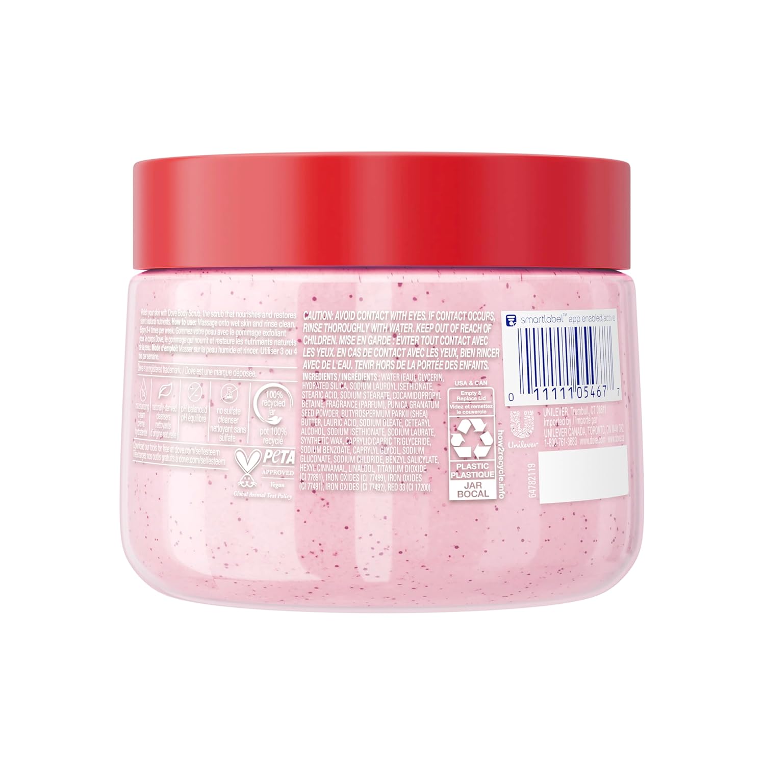 Gommage corporel Dove Grenade & Beurre de Karité Exfolie et Nourrit en profondeur pour une Peau Douce et Éclatante 425 g