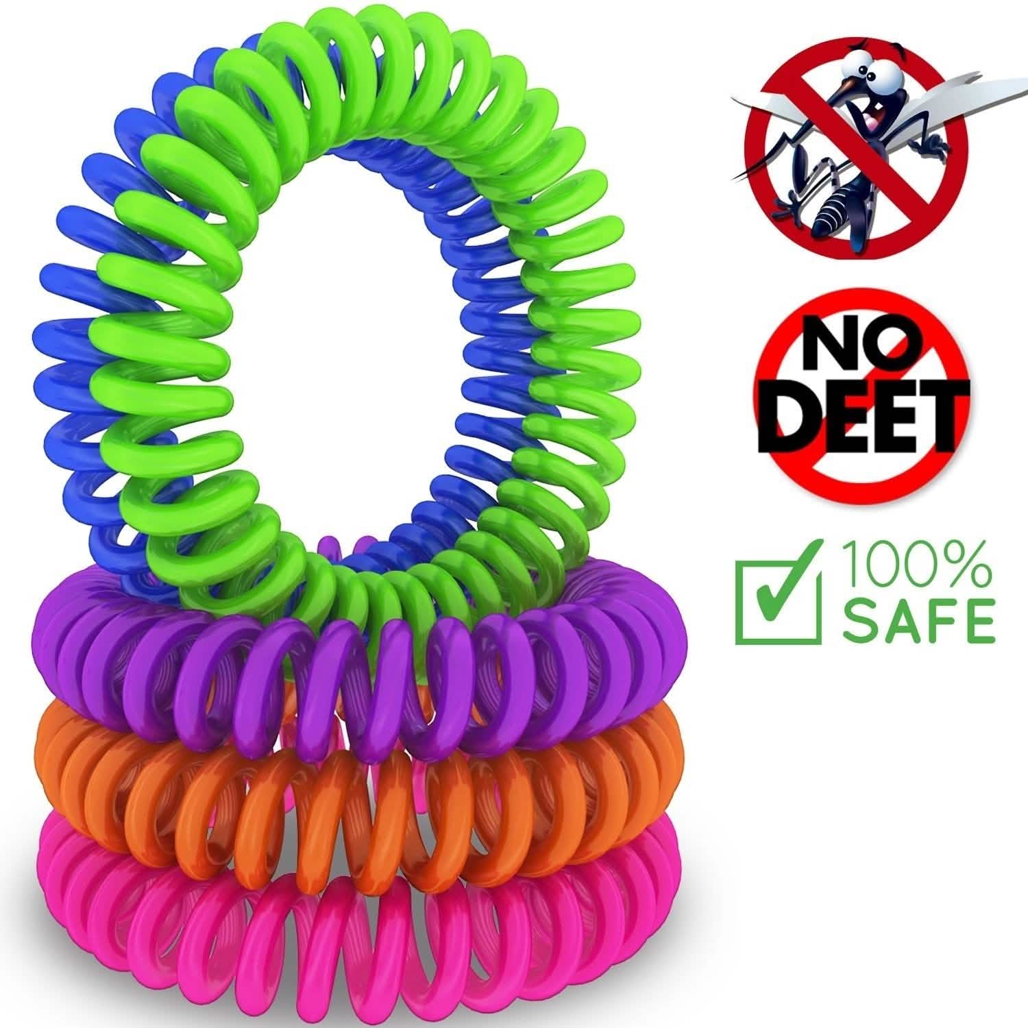Lot de 12 : Bracelets anti-moustiques et anti-insectes sans DEET