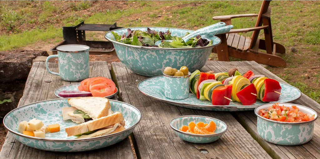 Golden Rabbit Enamelware 2 piece Spoon Set - Sea Glass Swirl