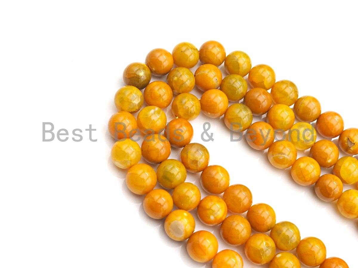 Natural Yellow Fire Agate Beads, 6mm/8mm/10mm Round Faceted Yellow Fire Agate Beads, 15.5" Full Strand, Sku#UA67