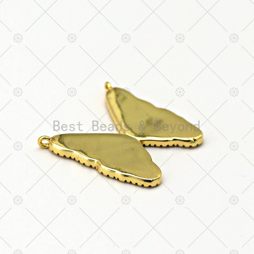 CZ Mother of Pearl Butterfly Charm, Sku#LK576