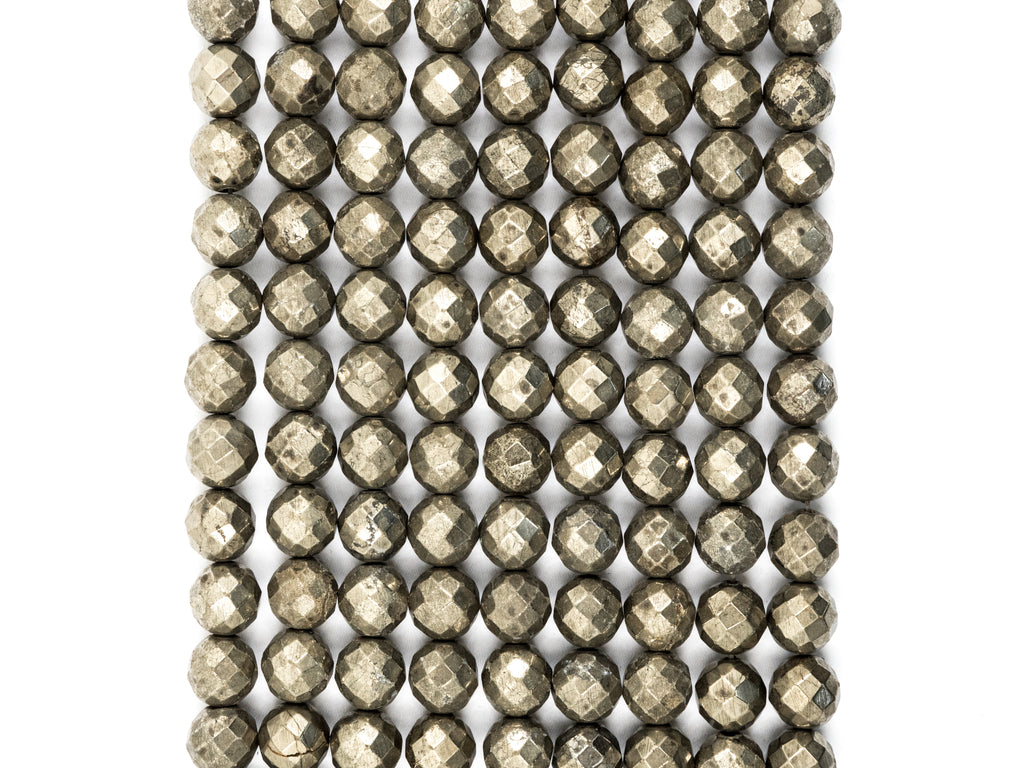 Quality Natural Pyrite 2mm/3mm/4mm/6mm/8mm/10mm/12mm/14mm/16mm beads, Round Faceted Pyrite Gemstone Beads, 15inch strand, SKU#W2