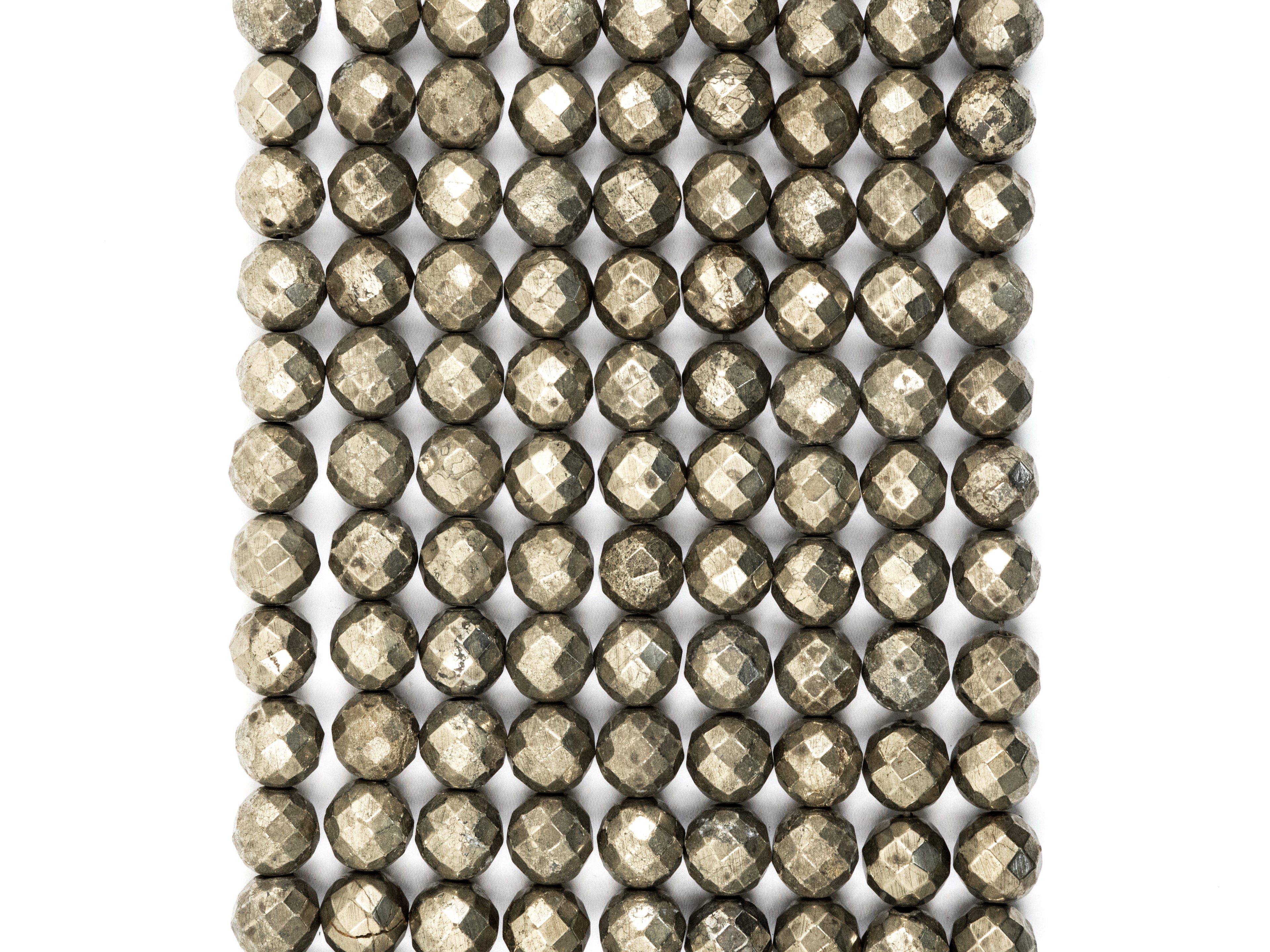 Quality Natural Pyrite 2mm/3mm/4mm/6mm/8mm/10mm/12mm/14mm/16mm beads, Round Faceted Pyrite Gemstone Beads, 15inch strand, SKU#W2