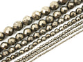 Quality Natural Pyrite 2mm/3mm/4mm/6mm/8mm/10mm/12mm/14mm/16mm beads, Round Faceted Pyrite Gemstone Beads, 15inch strand, SKU#W2