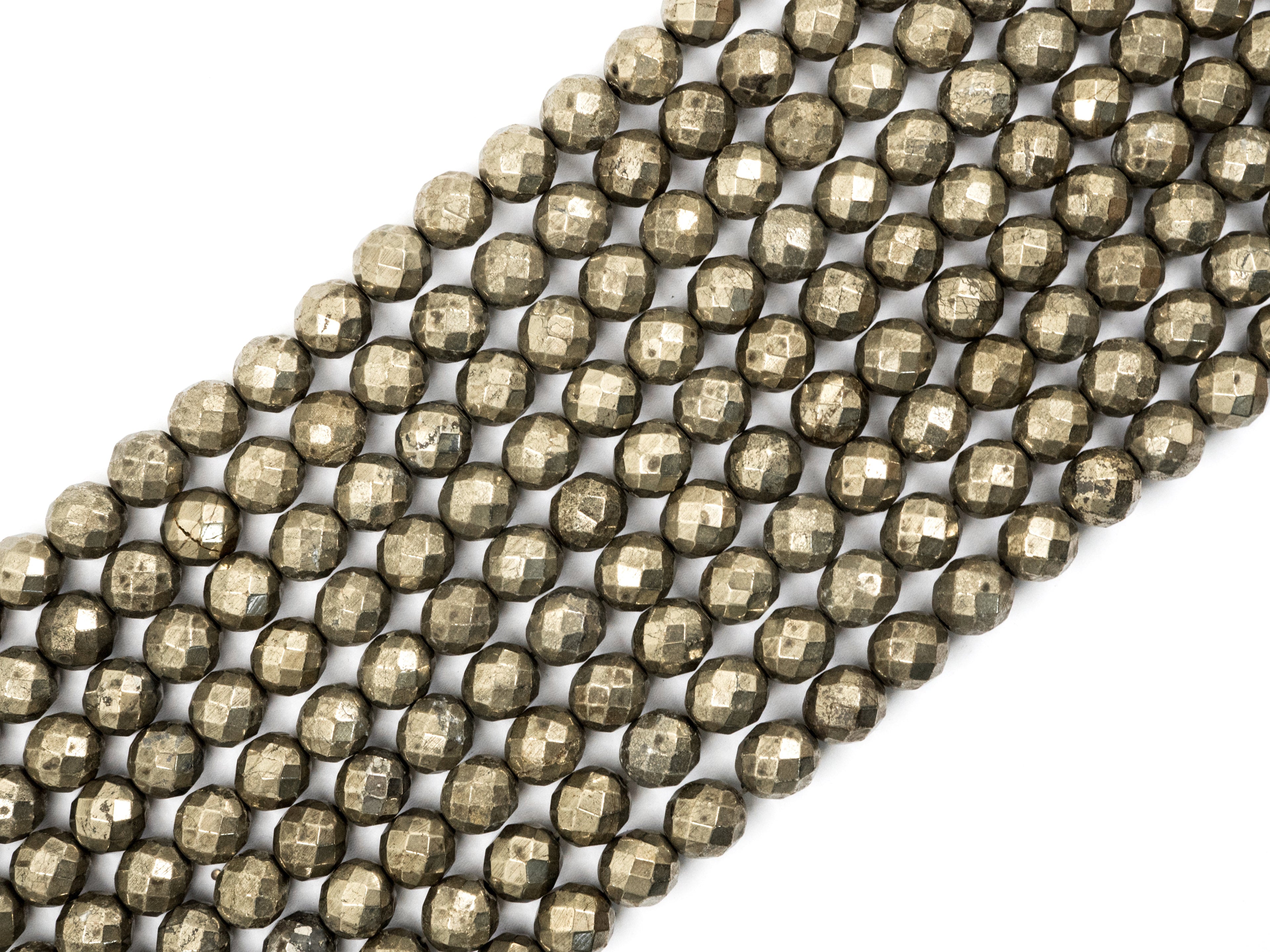 Quality Natural Pyrite 2mm/3mm/4mm/6mm/8mm/10mm/12mm/14mm/16mm beads, Round Faceted Pyrite Gemstone Beads, 15inch strand, SKU#W2