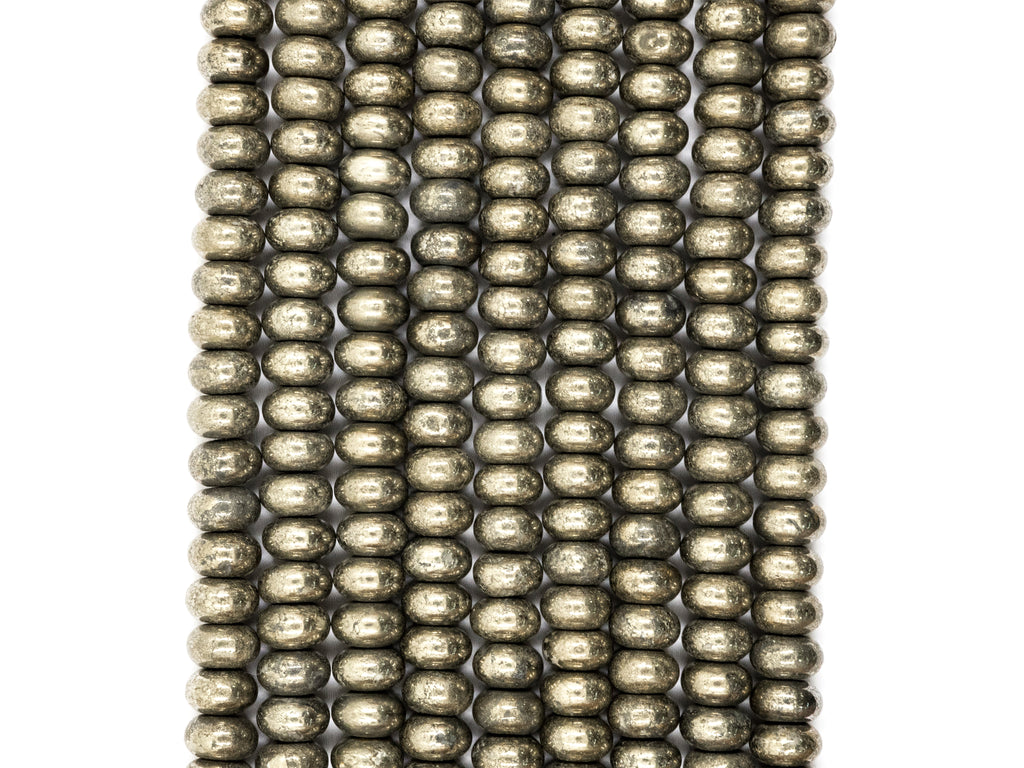 Quality Natural Pyrite beads,Rondelle Smooth Pyrite Gemstone Beads, 2x3mm/4x3mm/4x6mm/8x5mm/6x10 Rondelle Beads, 15inch FULL strand, SKU#W3C