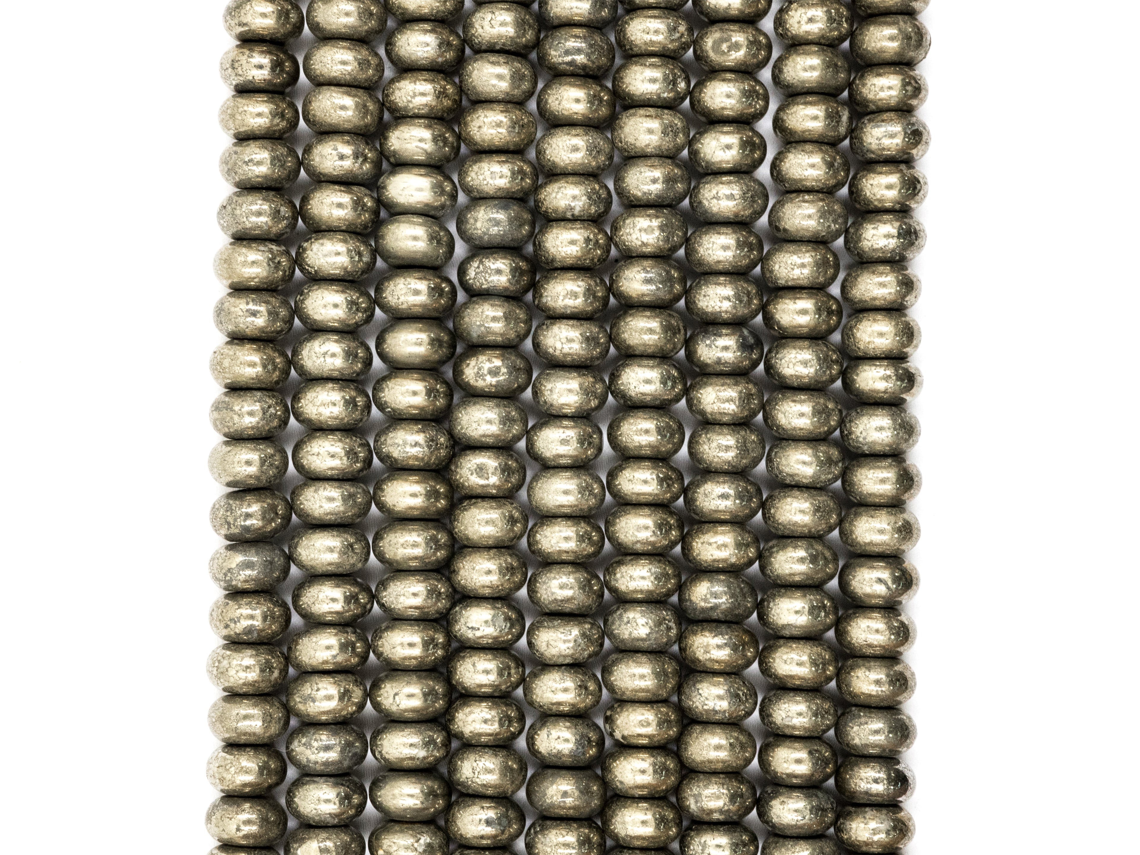 Quality Natural Pyrite beads,Rondelle Smooth Pyrite Gemstone Beads, 2x3mm/4x3mm/4x6mm/8x5mm/6x10 Rondelle Beads, 15inch FULL strand, SKU#W3C