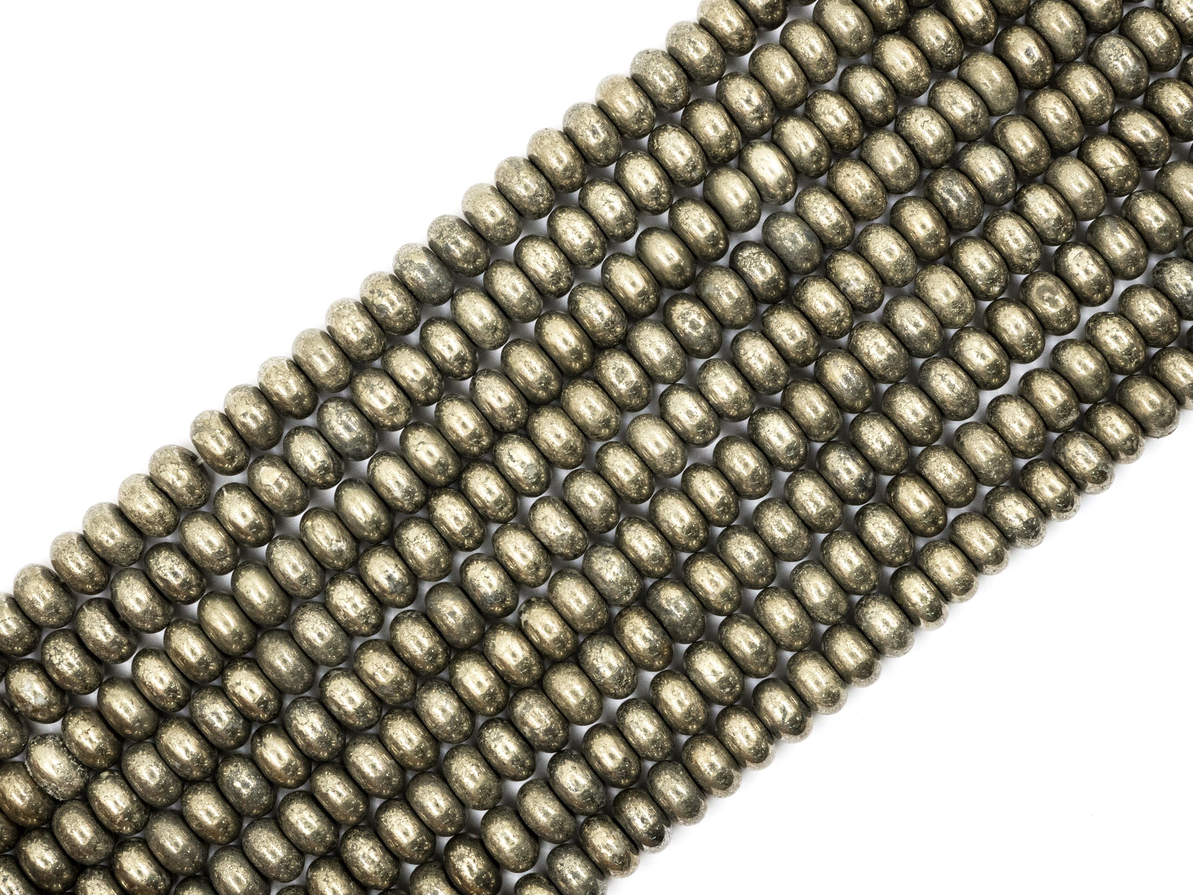 Quality Natural Pyrite beads,Rondelle Smooth Pyrite Gemstone Beads, 2x3mm/4x3mm/4x6mm/8x5mm/6x10 Rondelle Beads, 15inch FULL strand, SKU#W3C