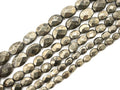 Quality Natural Pyrite Beads,Flat Oval Faceted Pyrite Gemstone Beads, 6x8mm/10x14mm, 15.5" FULL Strand, SKU#W6