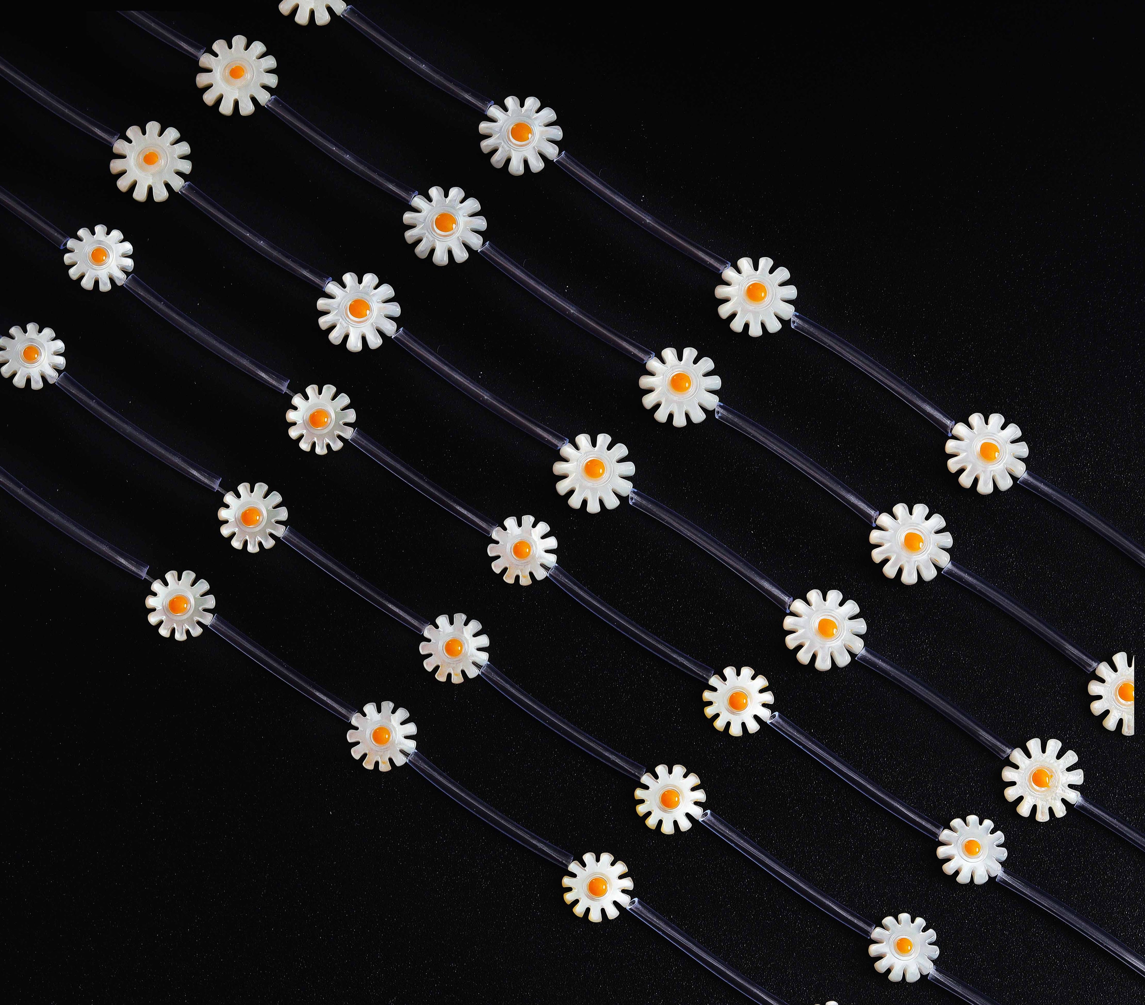 Natural Mother of Pearl Sunflower Beads, Sku#T159