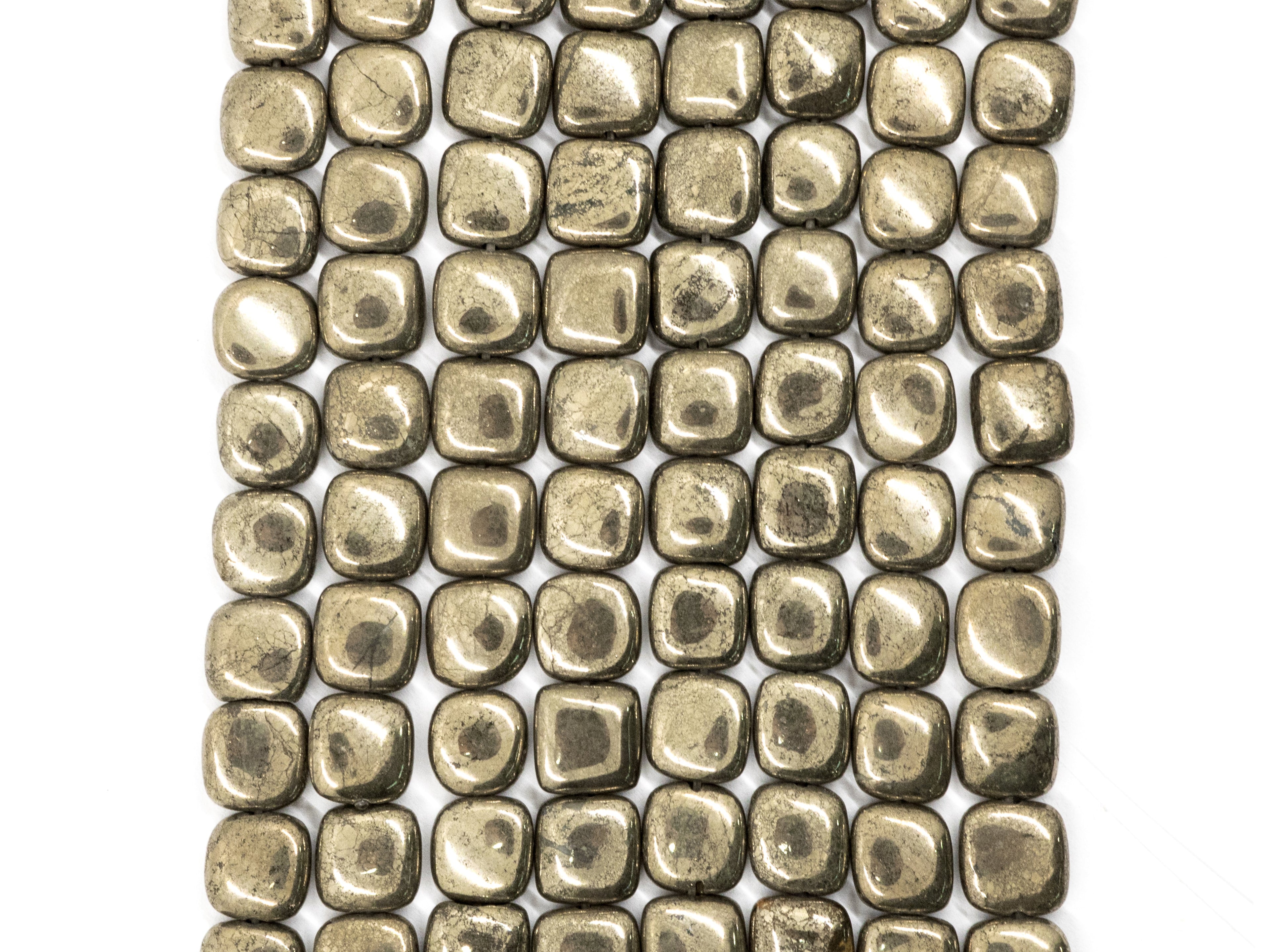 Quality Natural Pyrite Square Shape Beads, 8mm/10mm/ 12mm Smooth Flat Square Pyrite Gemstone Beads, 15-16inches Full Strand, SKU#W14
