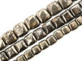 Quality Natural Pyrite Square Shape Beads, 8mm/10mm/ 12mm Smooth Flat Square Pyrite Gemstone Beads, 15-16inches Full Strand, SKU#W14