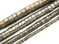 Natural Pyrite Heishi Beads, 3x6mm/ 4x8mm Pyrite Heishi Gemstone Beads, 15.5" FULL Strand,SKU#W21