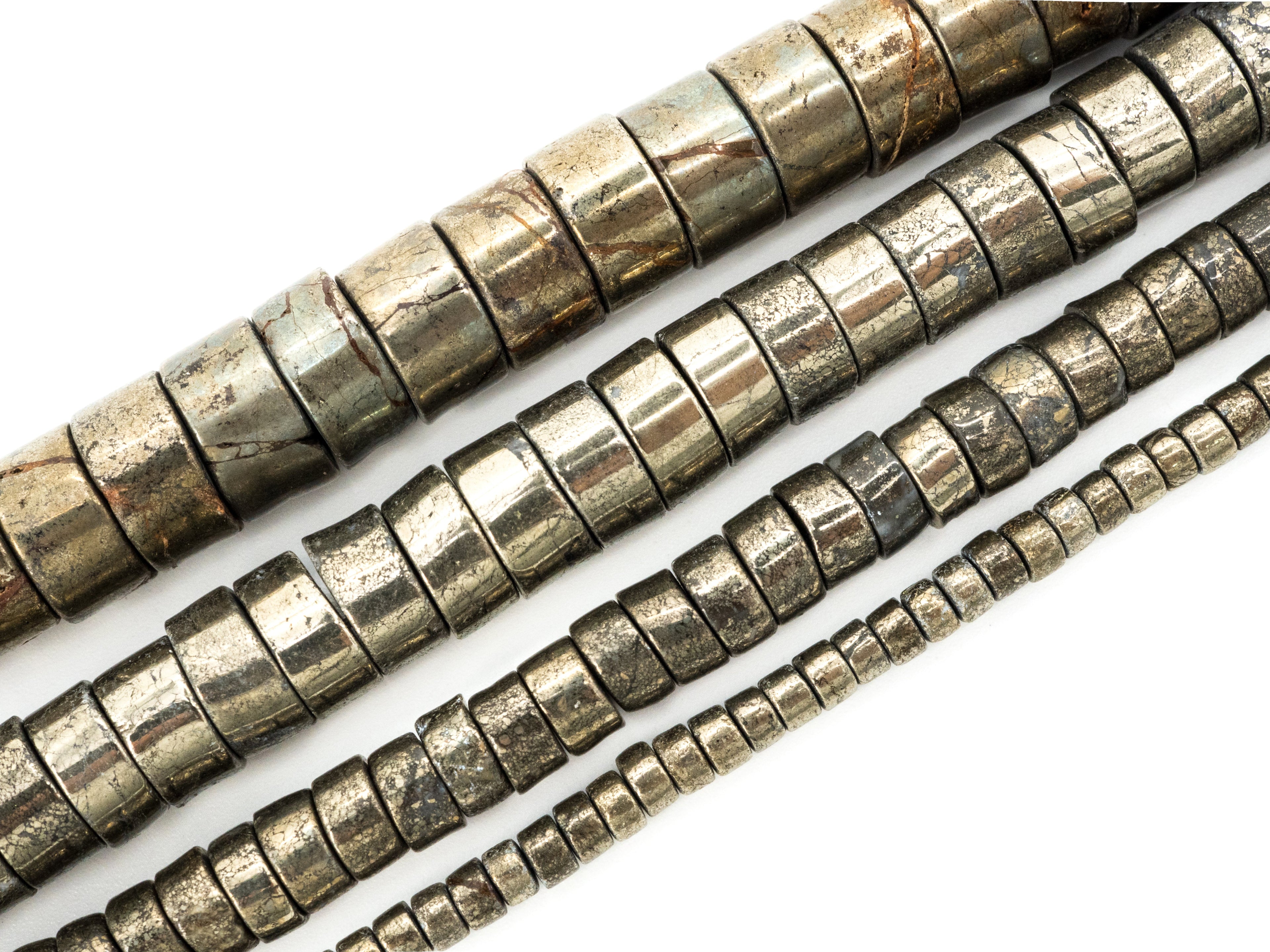 Natural Pyrite Heishi Beads, 3x6mm/ 4x8mm Pyrite Heishi Gemstone Beads, 15.5" FULL Strand,SKU#W21