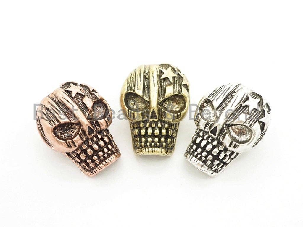 Antique Star On Skull Bead, For 550 Paracord Survival Bracelet, Men's Bracelet Beads, Paracord KeyChain Beads, 15x20x13mm, 1pc, sku#Y128