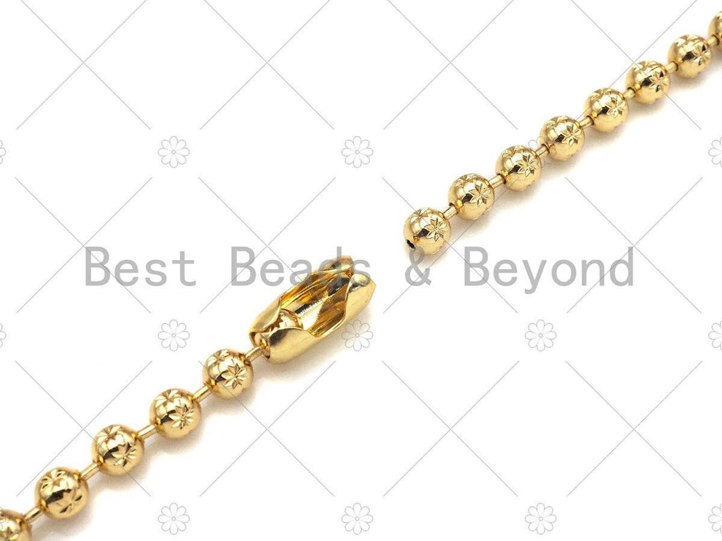 Star Patten Shinny Gold 4mm ball Beads Necklace Bracelet with Lock, Gold Ball beads Necklace, Ball beads Bracelet Necklace set, sku#LD75