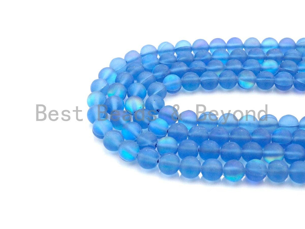 NEW COLORS!!! Spectrolite Royal Blue Quartz Matte, High Quality in Round10mm, Blue Manmade Crystal, 15.5inch strand, SKU#U827