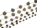Quality Natural Pyrite Beads, Rose Flower Pyrite Gemstone Beads,8mm/10mm/12mm/14mm/18mm, 15.5" Full Strand, SKU#W26